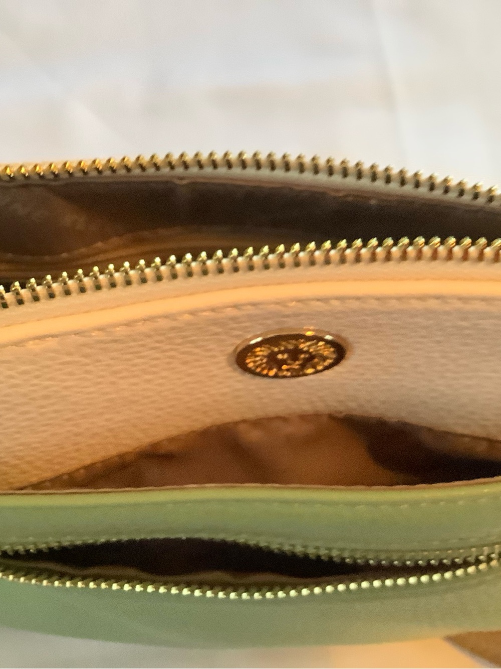 Anne Klein Green and Cream Two-Tone Crossbody with Gold Accents - Picture 3 of 9